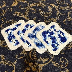 Beautiful Handmade Crochet Doilies – Set of 4 Square Pieces size 8”x8”